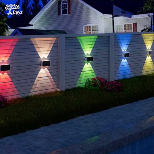 Image of Epyz Solar Wall Light Outdoor UP & Down Waterproof Garden Decoration Wall Lamps Step Small Night Lamp Garden Lighting Fence Courtyard Decor 2 LED [ Multicolor, Pack of 4 ]