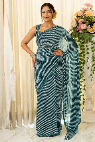 Image of MIRCHI FASHION Women Saree Georgette Traditional Bandhani | Ethnic Printed Sari for Social Gatherings with Unstitched Blouse Piece