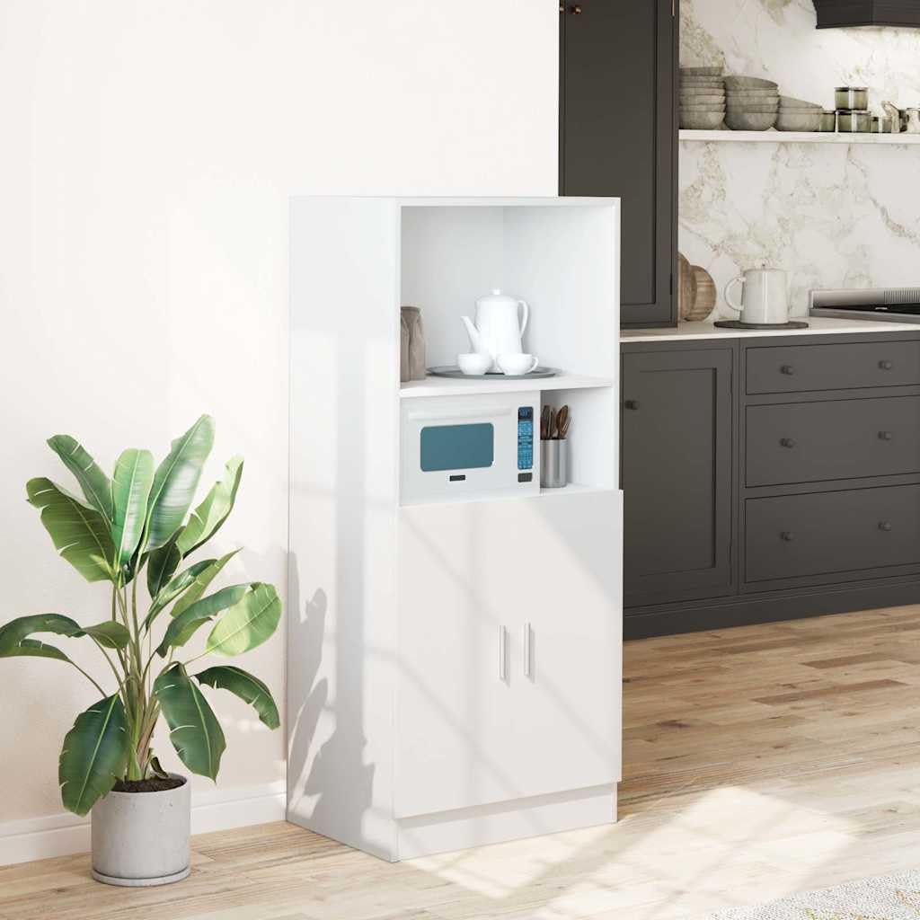 vidaXL Mobile da Cucina Bianco 57x41,5x131,5 cm in Truciolato, Armadio, Armadio dispensa da Cucina, Armadio da credenza da Cucina, Armadio da Cucina