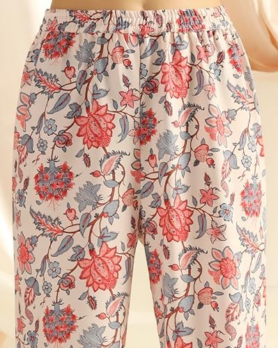 Image of DHRUVI TRENDZ Co Ord Set for Women Stylish | Ethnic Cotton Casual Cord Set | Stylish Summer Kurta & Pant Set | Casual Daily Outfit Night Suit for Women | Full Sleeve Top with Relaxed Fit Trousers