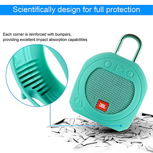 Image of Protective Silicone Stand Up Case for JBL Clip 3 Waterproof Portable Bluetooth Speaker (Teal)