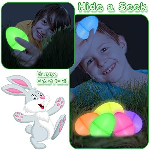 Joy Bang 72 Pcs Easter Eggs with Transformer Toys Inside, Easter Egg Fillers with Glow in the Dark Sticks Basket Stuffers Fillers Toys Party Favors Supplies Gifts for Kids