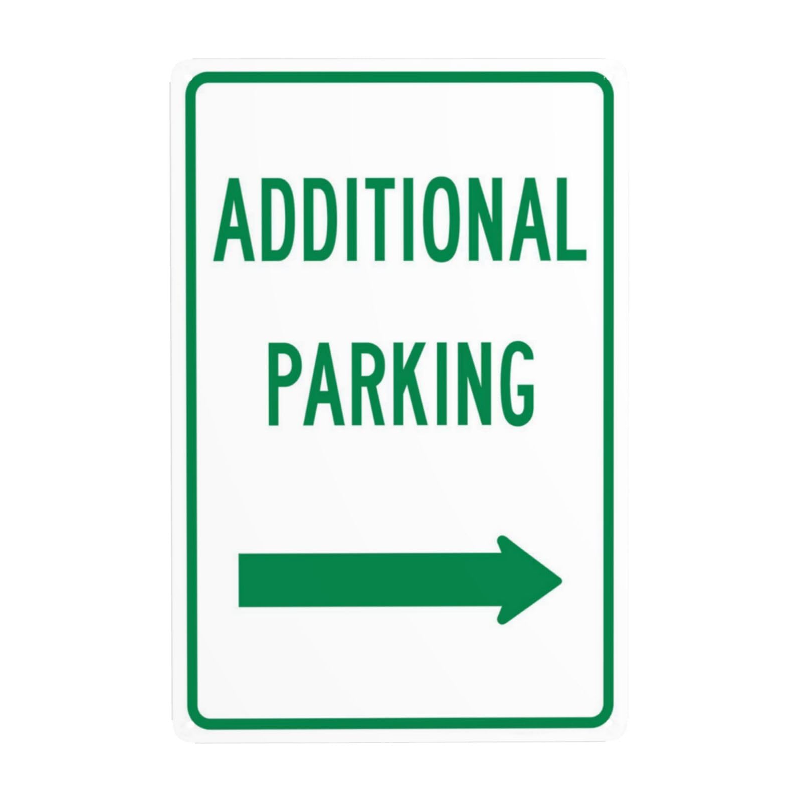 SMAZDFXX Additional Parking Sign With Right Arrow Sign Metal Signs, Cautions Security Tin Sign, Parking Lot Safety Warning Posted Signs, Perfect for Street Business and Home Wall 12"x16"