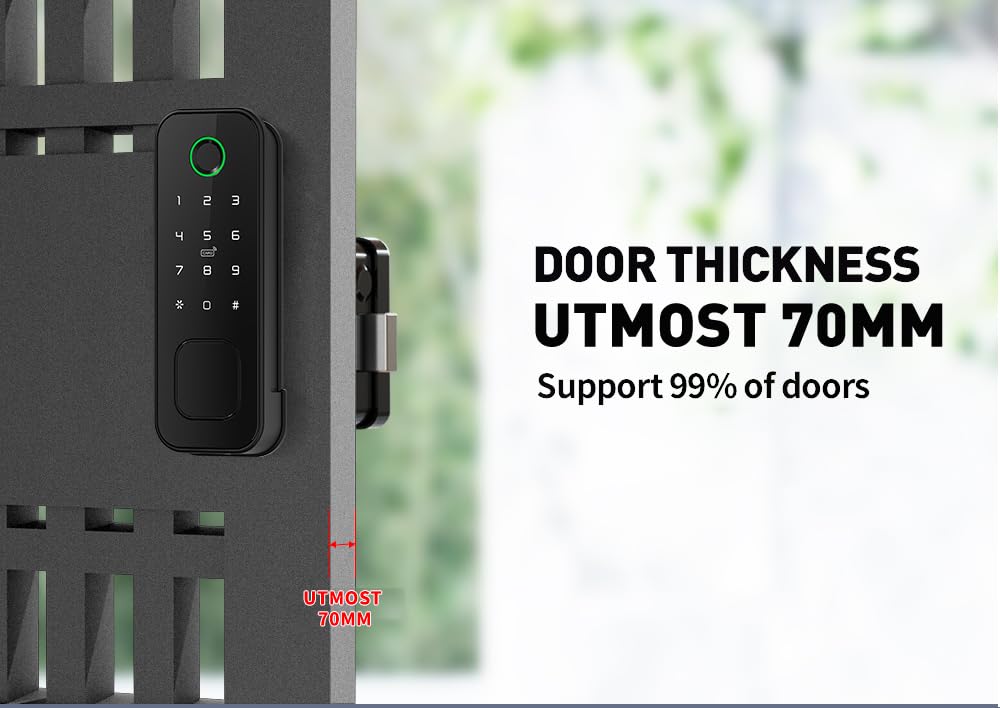 R2 Cerradura Inteligente con Huellas Dactilares Wi-Fi Tuya Smart | Acceso Tarjetas IC, Control por Aplicación, Contraseña/Llave/Desbloqueo Mecánico, Para Hogar, Oficina y Hotel