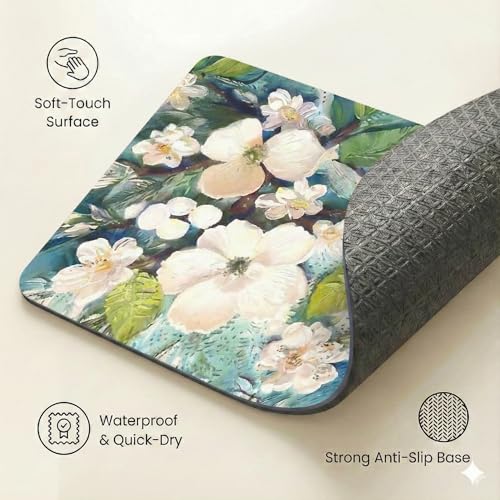 Image of Super Absorbent Door Mats, 40x60cm Soft Silicon Anti Skid Quick Drying & Water Absorbent Home, Kitchen, Bathroom Carpets, Entrance Door Mats (Pack of 2) (Beautiful Flower Mat)