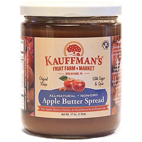 Kauffman Orchards Homemade Apple Butter Spread Variety Pack, Original & No Granulated Sugar Added, 34 Oz. Cover
