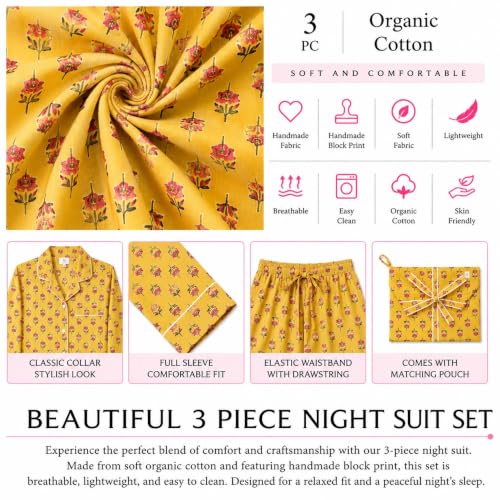 Image of Huar Cotton Pajamas Set for Women - Luxurious Cotton Womens Pajama Sets - Comfortable Christmas PJ Set, Breathable & Light Pj