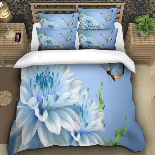 Housse de couette 3D effet papillon parure de lit de qualité en microfibre résistante et douce - 5
