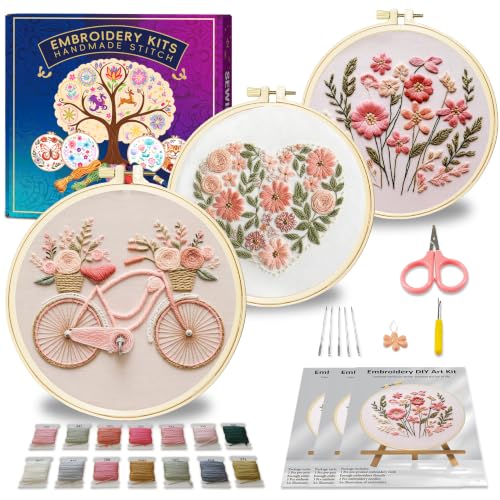 Huacan Embroidery Kit for Beginners with Tutorial Video & Gift Box