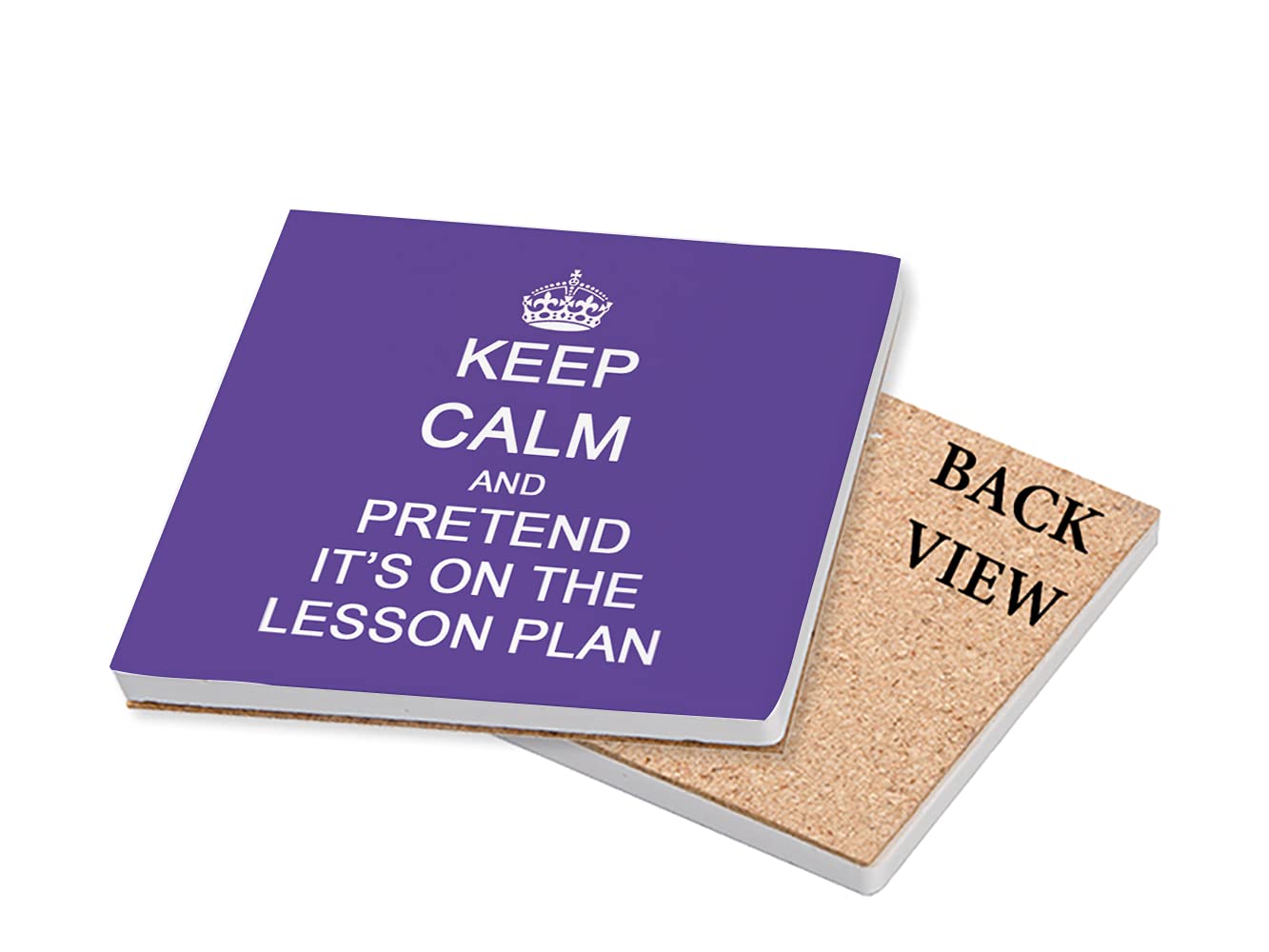 Keep Calm and Pretend It's On The Lesson Plan Teachers Day,Teacher Appreciation, End of School Year Coaster, Tableware, Drinks Coffee-Tea Coaster. (Ceramic Coaster, Purple)
