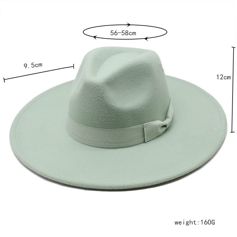JiuRui Chapeaux et Casquettes Nouveau chapeau haut de forme en laine à large bord de 9,5 cm, chapeau de jazz à la mode automne et hiver, chapeau haut de forme jazz à grand bord pêche ( Couleur : Bianc