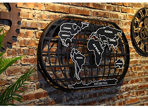 Estante de pared de mapa del mundo de hierro de la vendimia para un fondo creativo