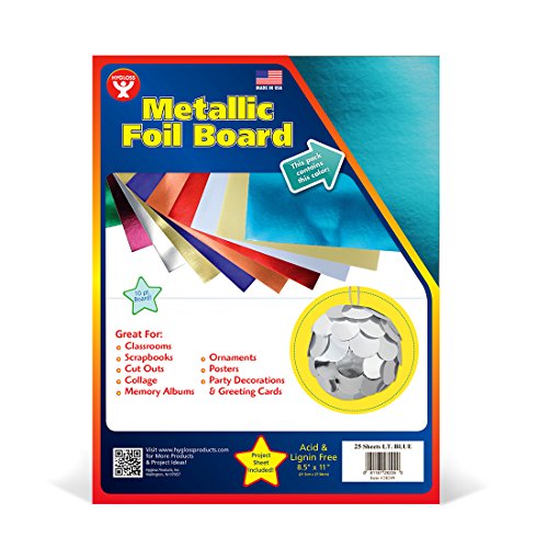 Hygloss Metallic Foil Board Sheets, Light Blue, 8.5 x 11 Inches - Image 2