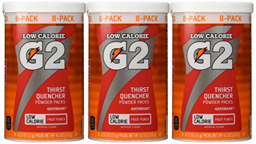 Gatorade Perform 02 Powder Packet G2 - Fruit Punch (8 - 0.52 oz packets per canister) (Pack of 3 canisters)