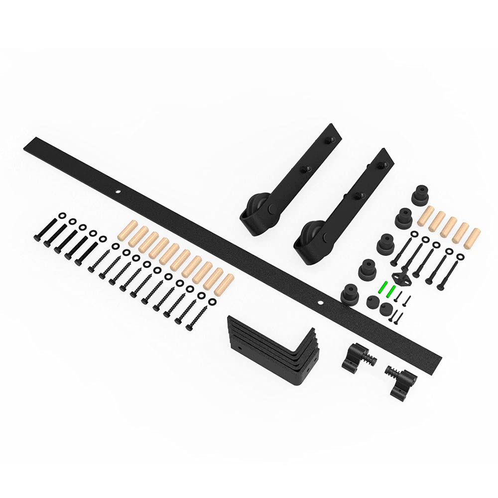 TSMST 1.52M (5FT) Herraje para Puerta Corredera Corredera Kit de montaje en techo, Accesorios para Puertas Correderas - Estilo Básico