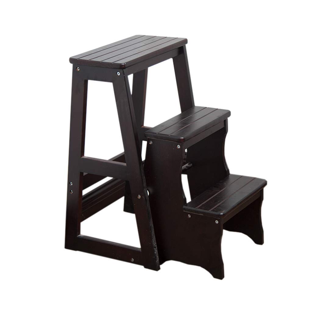 Escabeau pliable bois massif multifonction : étagère pliable et bibliothèque