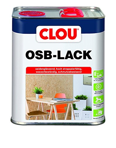 Clou OSB Lack: Seidenglänzender Holzlack zur Versiegelung von OSB-Platten, farbloser Parkettlack, wasserabweisend, 750ml Clou OSB Lack: Seidenglänzender Holzlack zur Versiegelung von OSB-Platten, farbloser Parkettlack, wasserabweisend, 750ml