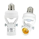 NUNET 2pcs PIR Sensor Light Socket - Angled Screw-in Adapter with Auto On/Off for E26/E27, Add Motion Sensor to existing Light, Suitable for Porch Garage Basement