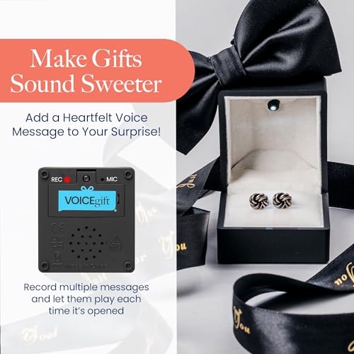 VOICEGIFT Ringbox mit Sprachrekorder – nimmt mehrere Nachrichten bis zu 60 Sekunden auf – Ringbox mit Licht für besondere Anlässe (schwarz)