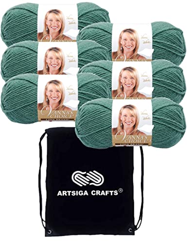 Image of Lion Brand Yarn Vanna'S Choice 860-177 Sage | 6 Skeins, Same Dye Lot, Project Bag, CYC #4 Worsted, 100% Acrylic, Ideal for Crochet, Knitting Blankets, Hats, Scarves