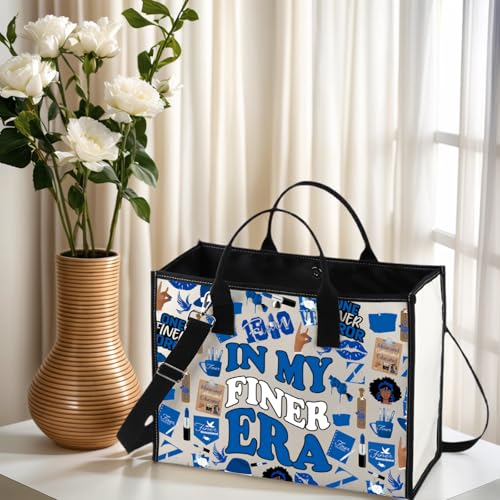WCGXKO Sorority Gift Royal Blue & White Canvas Reusable Bag Sorority Life Canvas Tote Bag4