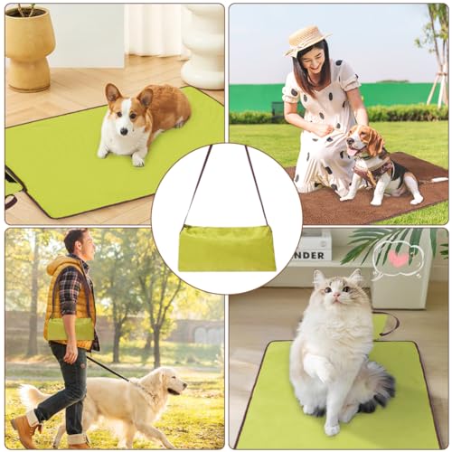 Adiwo Faltbare wasserdichte Haustier Decke, 100 x 70cm Camping Decke Hund Katze Mat Wärmende Hundedecke mit Tasche Hundebett Hundematte Hundedecken für Outdoor Innen Reisedecke für Haustier(Grün)