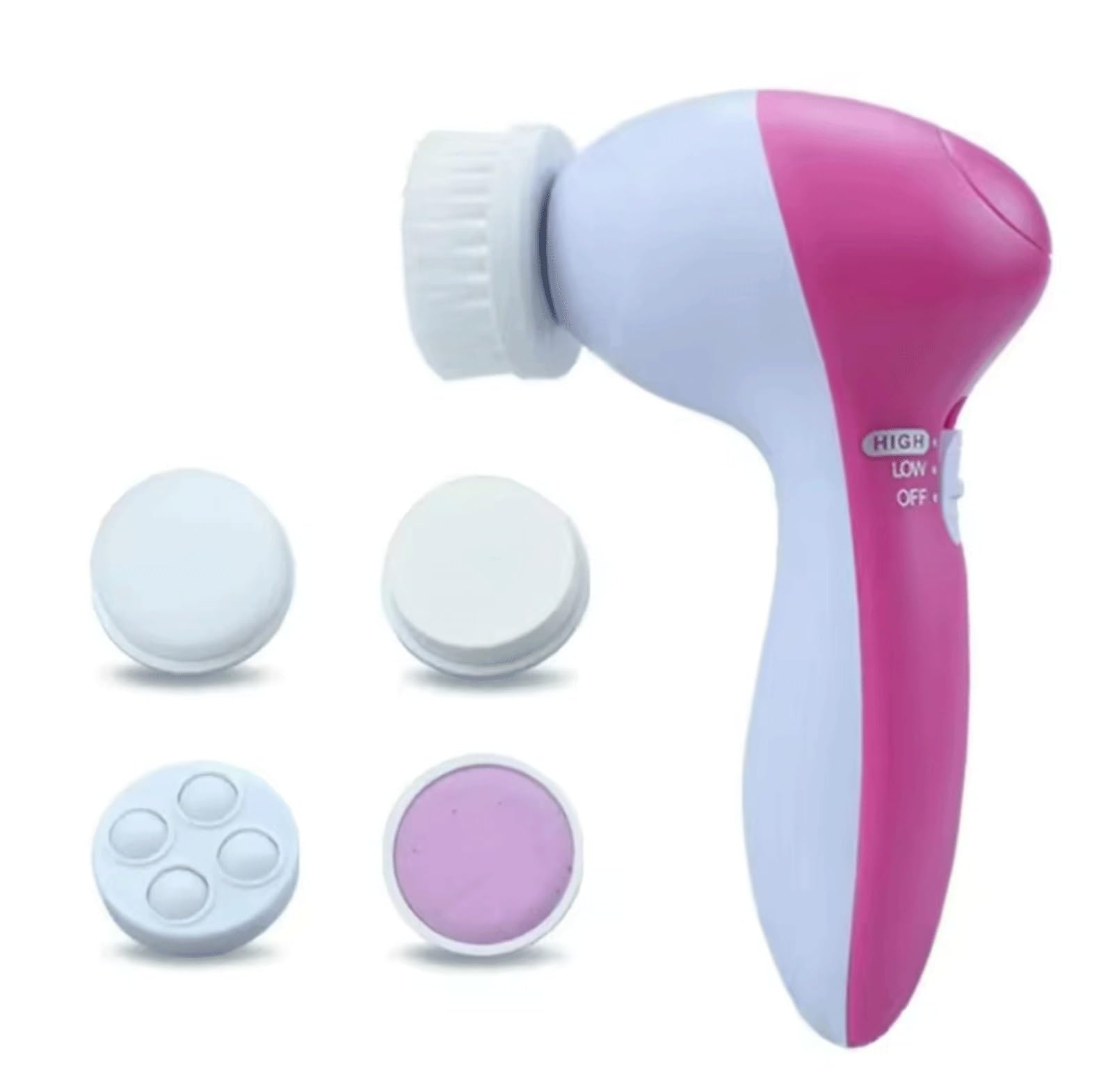 Brosse nettoyante 5 en 1 pour le visage - Portable - Pour homme et femme - Exfoliant, massant et nettoyant en profondeur - Rose