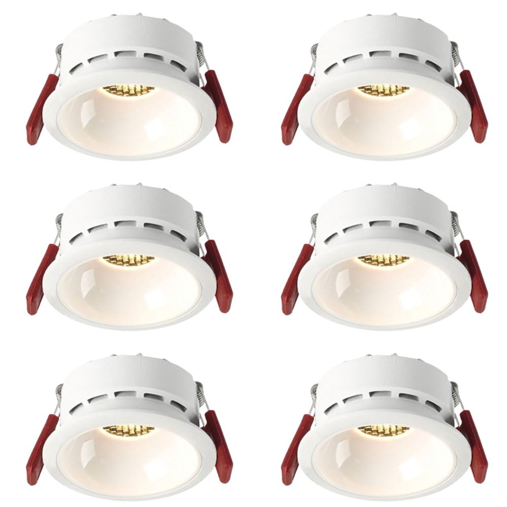 JKJZSALJ 3.3 Inch Led Recessed Lighting,Dimmable Cob,3 Color Temperatures Adjustable,Cri90+,Baffle Trim,Led Ceiling Lights,6 Pack,White