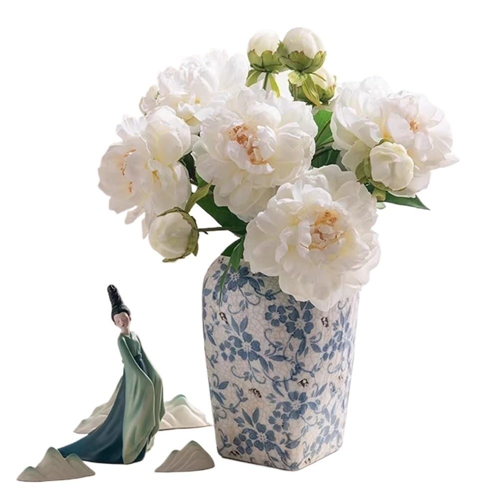 Gv8pA5fj7b Ready Arranged Flowers in Vase Peony Simulation Flower Arrangement with Ceramic Vase Living Room Decorative Pieces