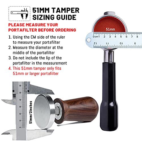 Prensadores de Café Prensa Espresso Calibrada Tamper de 51 mm con Base de Acero Inoxidable Mango de Madera Para Posos de… - Imagen 4