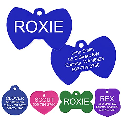 Gotags Dog Tags, Personalized Engraved Dog And Cat Id Tags For Pets, Custom Engraved On Both Sides, Various Shapes Including Bone, Round, Heart, Bow Tie, Star, And Badge (Bow Tie, Small - Pack Of 1) #TOP30