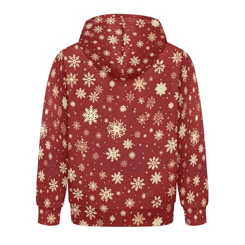 Kids Hoodies Sweaters Christmas Xmas Snowflake Hooded Sweatshirts with Big Pockets for Boys Girls B04000882
