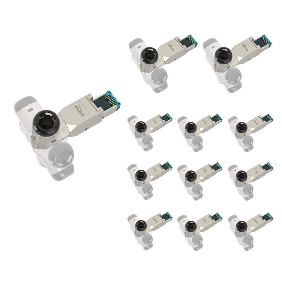 Tecmojo CAT8 STP Connecteurs RJ45 blindés sans outil, 40Gigabit, pour câbles 22-24 AWG, 12 Pièces