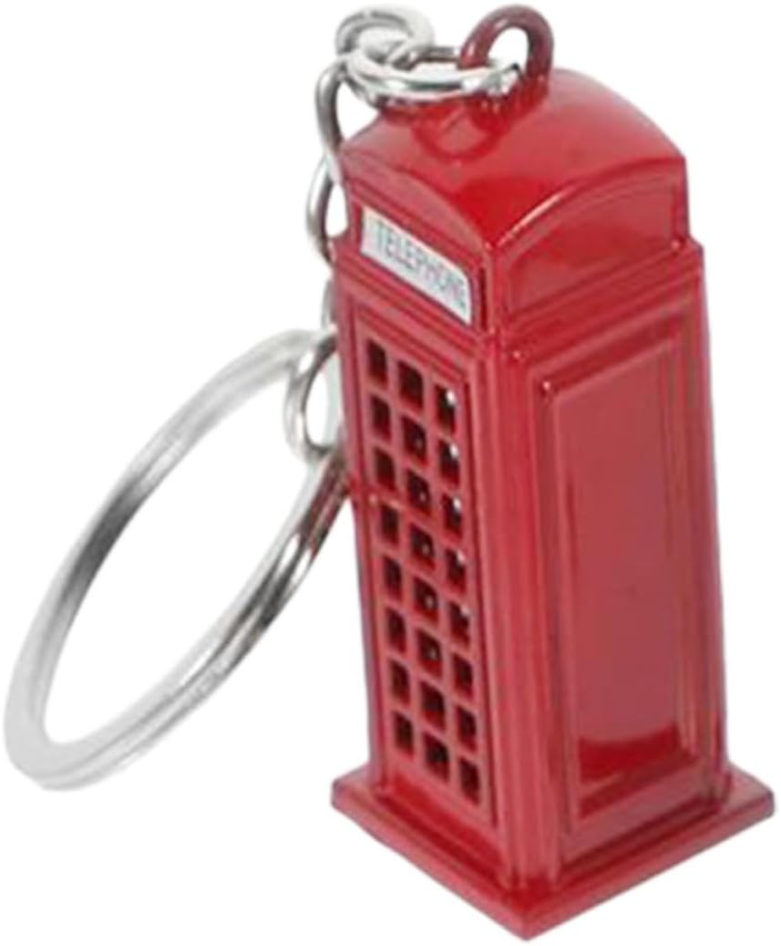FRCOLOR Telephone Booth Keychain Pendant for Bags and House Keys Zinc Alloy