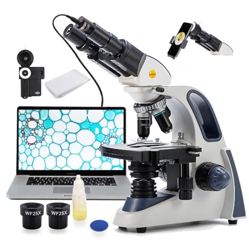 SWIFT SW380B Compound Binocular Microscope 40X-2500X, with 5MP USB Camera,Microscope Lens Adapter and 100 PCS Slide Kit