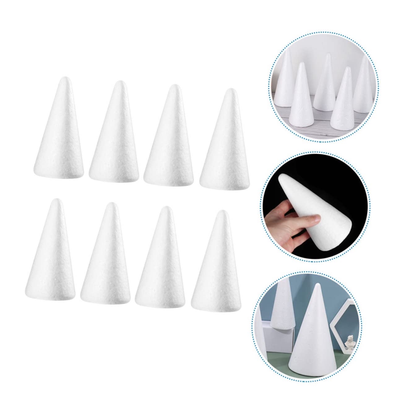 DOITOOL 16 Pezzi Coni di Polistirolo per Decorazioni Te Materiale Creativo per Albero di Natale e Progetti Forma Cono per Artigianato e Decorazioni Festive