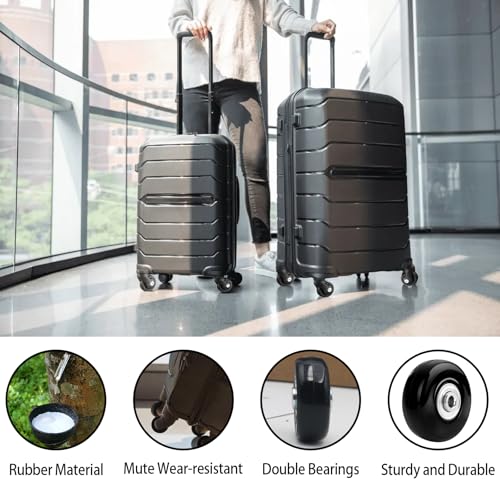 4 Stück Koffer Ersatzrollen, 45mm x 18mm Kofferrollen Ersatzrollen, Universalräder für Gepäck Ersatzräder, Gummi Koffer Rollen Ersatz, Gepäck Trolley Ersatzrad Reparatur Set für Kofferrollen