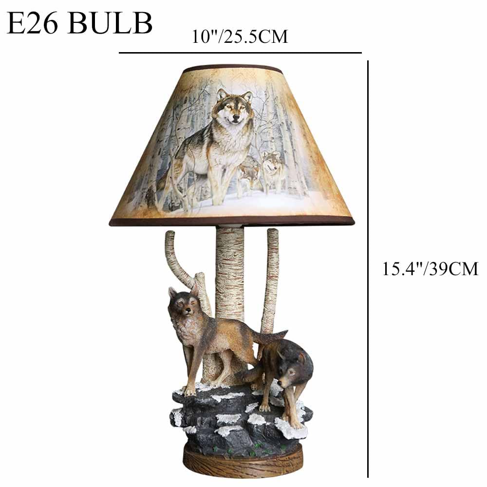 TRIVIDHA Lámpara De Escritorio Moderna Con Lámpara De Mesa Lobo Resina Animal Para Habitación De Niños, Iluminación De Mesa E26 Creativa Retro, Iluminación De Escritorio Para Sala De Estar Y Dormitori