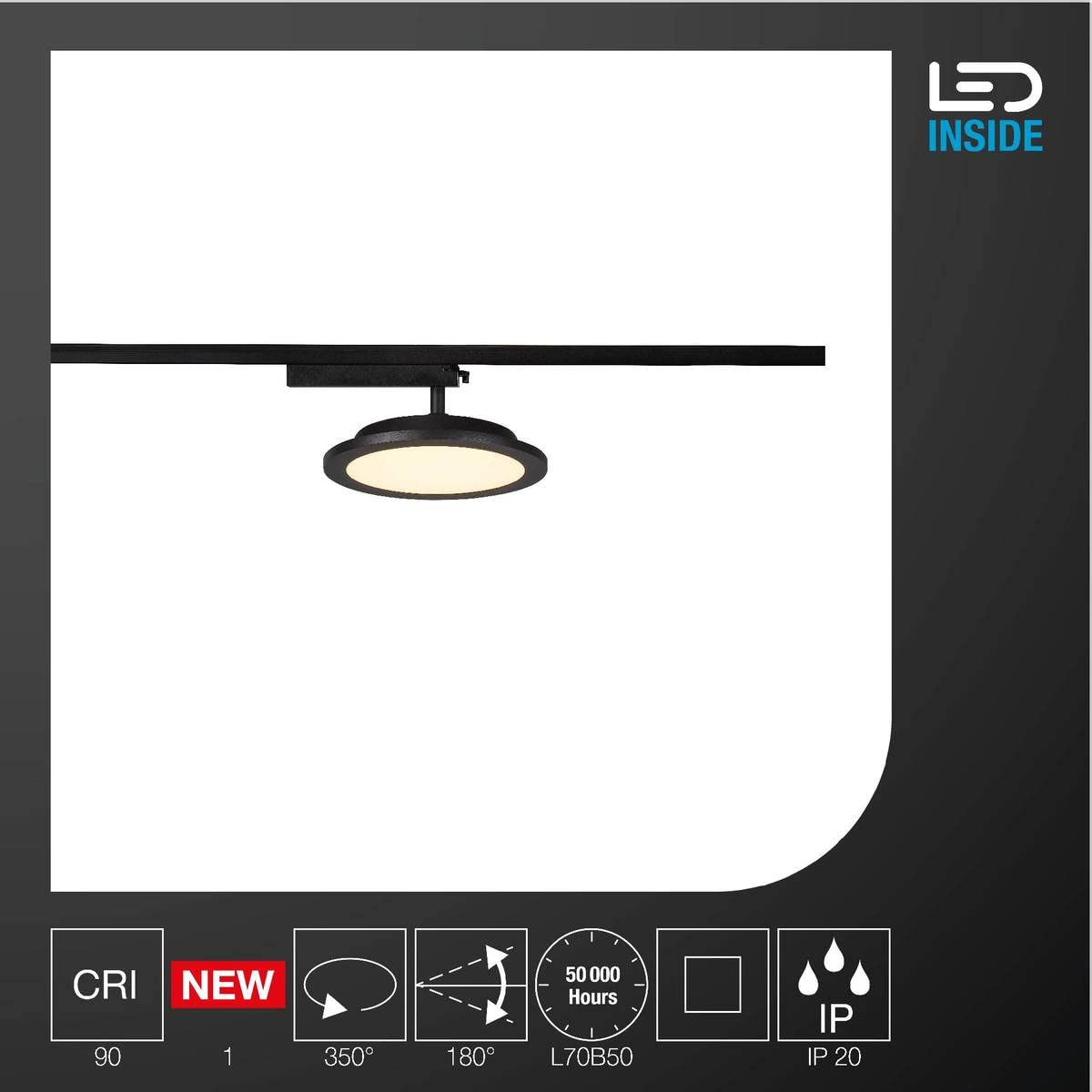 SLV PANEL TRACK LED-Spot 3000K 18W 1800lm schwarz Decken-Strahler Schienensystem