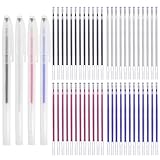 Yuaerbuo 4 Marcador de Costura Borrables, Boli Tela Borrable Plancha 4 Colores con 48 Recambios, Bolígrafos de Sastre con Calor para Cuero Ropa Costura Confección