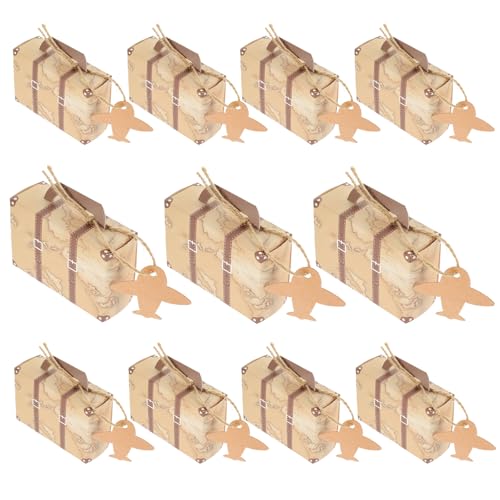 COHEALI Set de 50 Cajas de Obsequio Estilo Maleta Vintage en Cartón Kraft, Resistentes para Decoración y Almacenamiento en Fiestas de Cumpleaños y Celebraciones