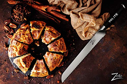 Zelite Infinity Serrated Bread Knife For Homemade Bread, Bread Knife 10 Inch Serrated Knife, Serated Knives For Bread, Bread Cutting Knife - German High Carbon Stainless Steel - Razor Sharp Knife #TOP5