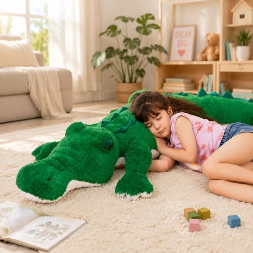 Image of MorisMos 51inch Giant Alligator Stuffed Animal, Soft Huge Alligator Plush Toy, Big Stuffed Crocodile Gifts for Kids Boys Girls Brithday