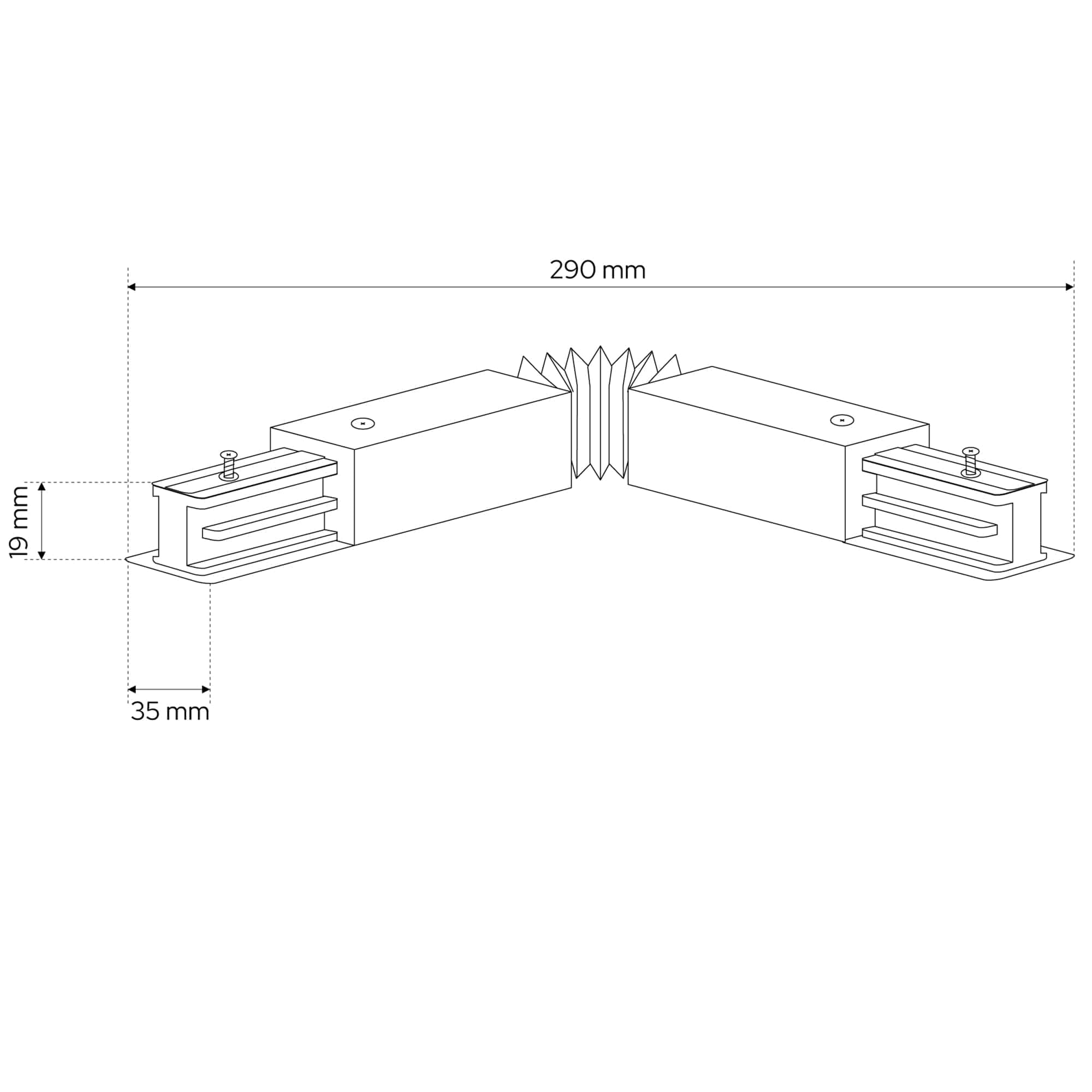 EDO - Sistema SEVA - Conector Flexible para Carril de Techo Negro - Extensión Flexible para Riel de Iluminación Monofásico - SEVA Flex Connector Black, IP20 Iluminación en Carril