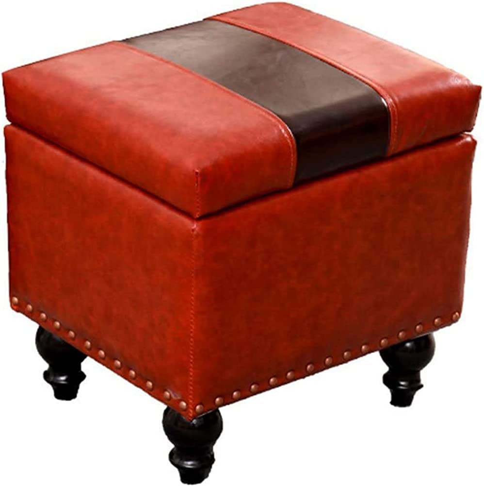 Boîtes de rangement ottoman en bois et cuir pour éliminer le désordre