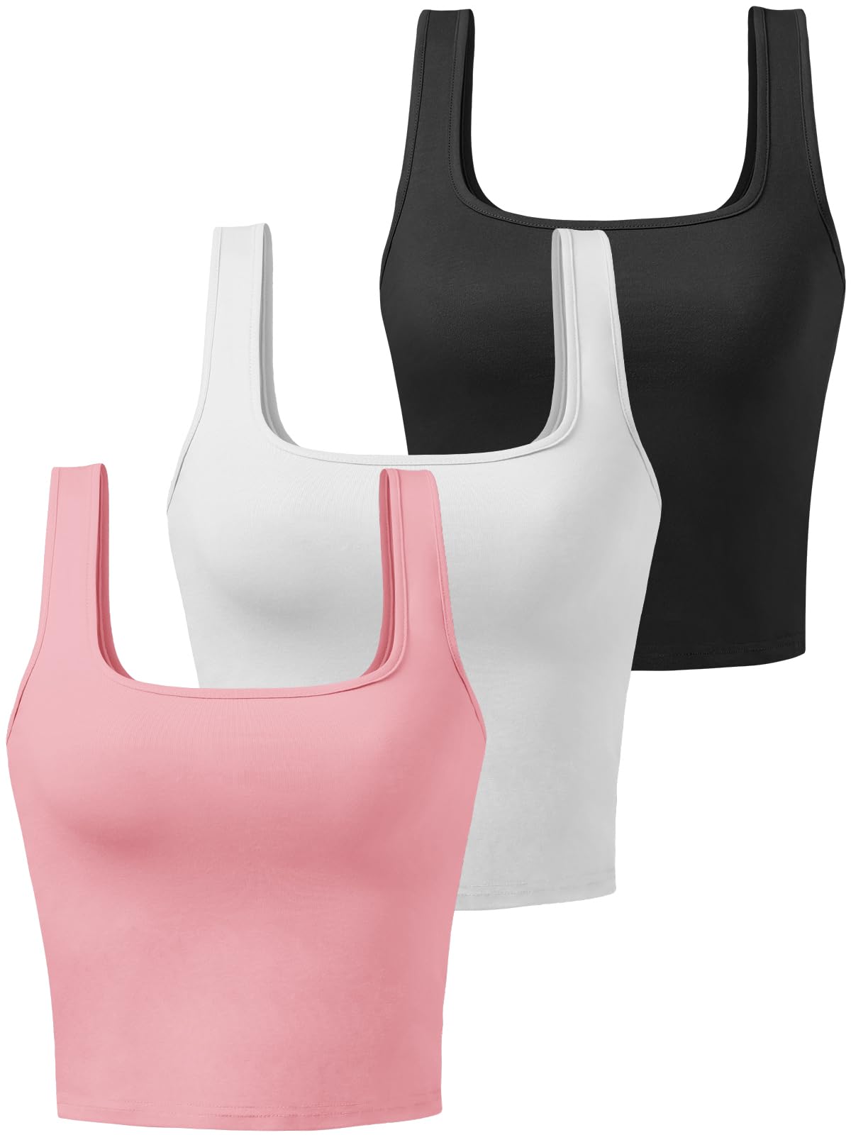 3 Pack Women's Cotton Sleeveless Crop Tank Workout Yoga Tops