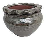 Round Pie Rim Self Watering Ceramic Pot - Pearl Green - 6 1/4