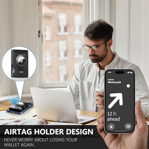 Magnetic Phone Wallet Compatible with Apple MagSafe - Metal Card Holder with AirTag Holder, RFID Blocking & Money Clip Mag Safe Wallet for iPhone 16 15 14 13 12 Pro Max/Pro/Plus/Mini2