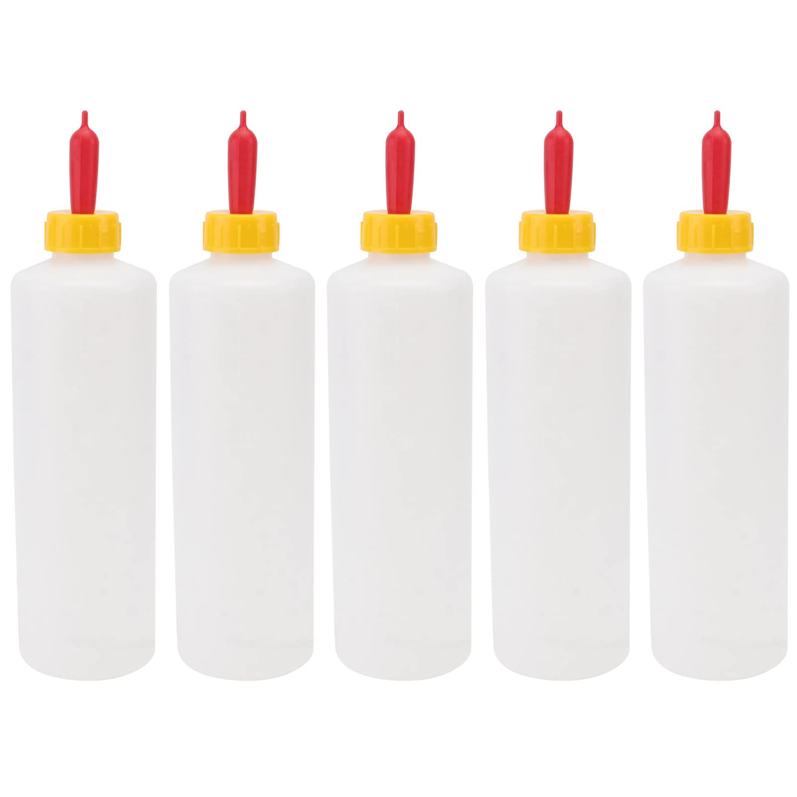 Angoily 5PCS Goat Feeding Bottles, 400ML Lamb Feeding Bottles with Red Screw-On Teat, Plastic Livestock Drink Bottles for Sheeps Lambs and Small Animals