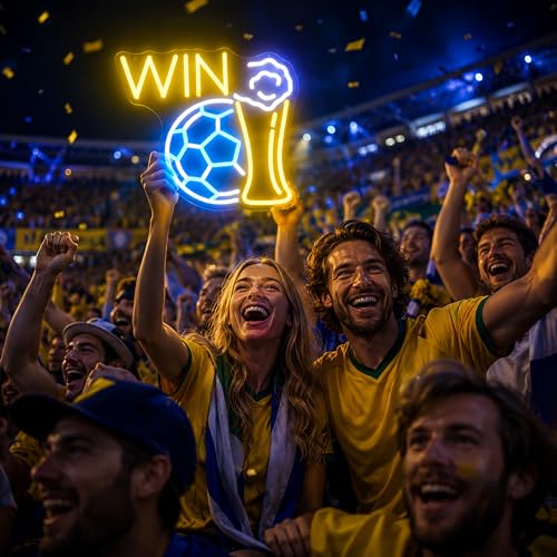 Image of Soccer Neon Sign, Neon Signs for Wall Decor - Dimmable Football LED Signs for Fans, Sports Themed, Bedroom, Man Cave, Gaming Room, Home Decor - USB Powered Light Up Sign Decorations Gift